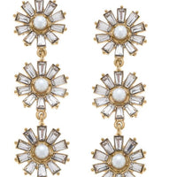 Amelia Pearl & Crystal Drop Earrings in Ivory