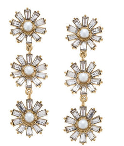 Amelia Pearl & Crystal Drop Earrings in Ivory