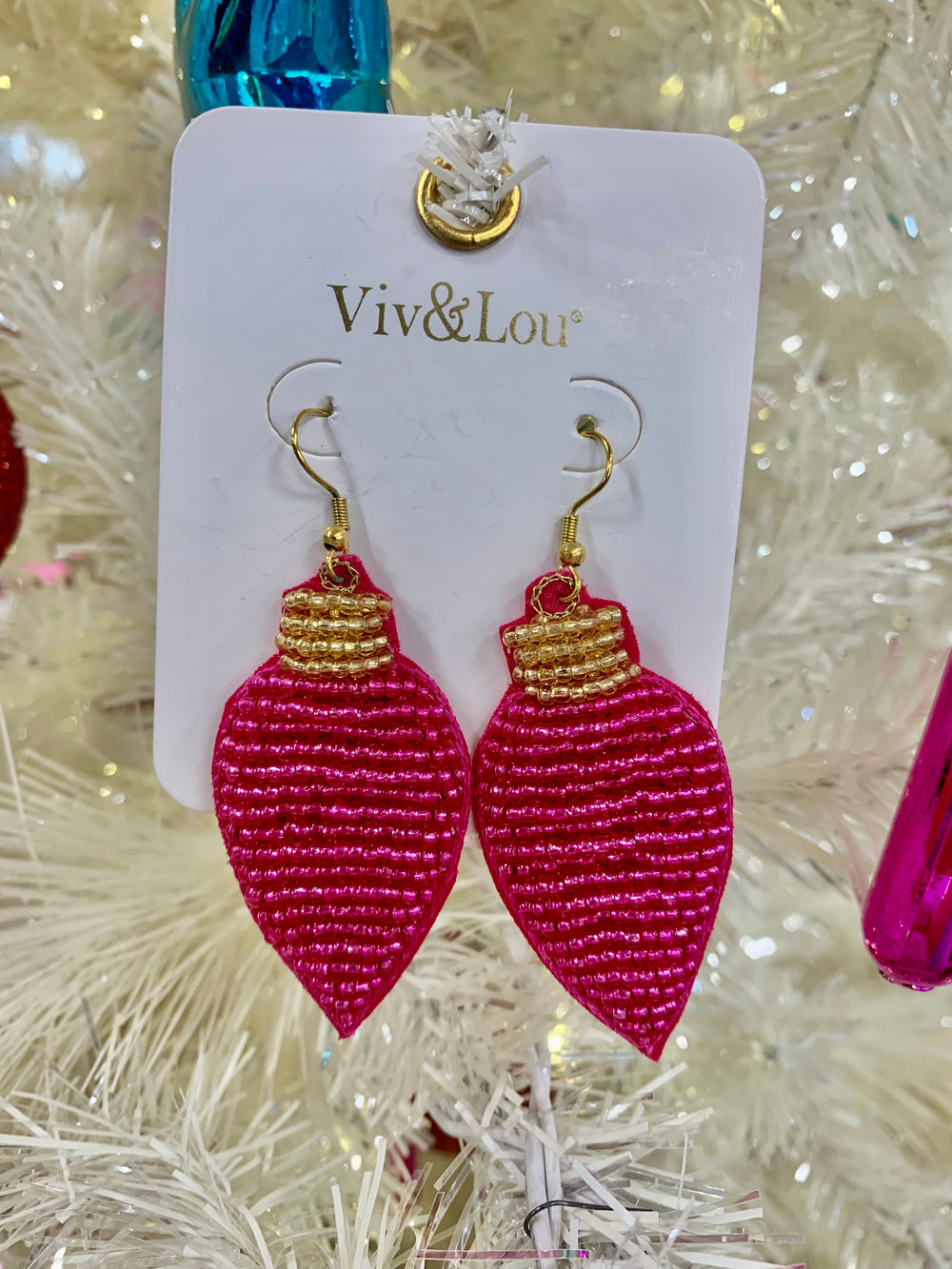Pink Christmas Lights Earrings