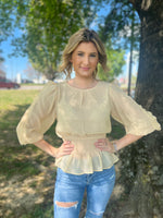 Cream Chiffon Sparkle Top
