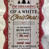 White Christmas Candy Cane Soap in a Sponge