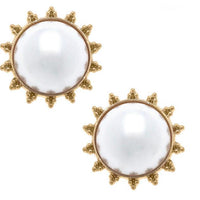 Arabella Pearl Stud Earrings in Ivory