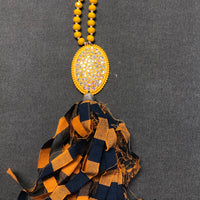 mustard buffalo plaid necklace