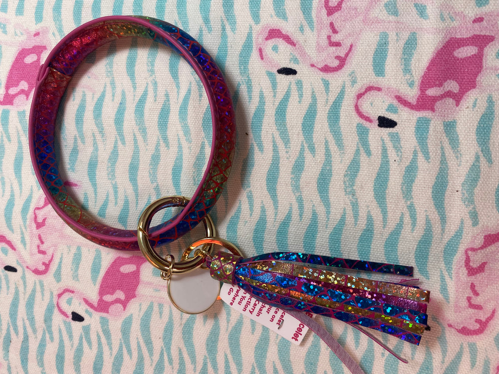 Multi Color Mermaid Key Ring Bracelet