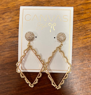 Kyle Bead & Pave Open Diamond Drop Earrings