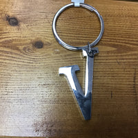 Silver Letter V Key Chain