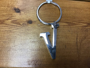 Silver Letter V Key Chain