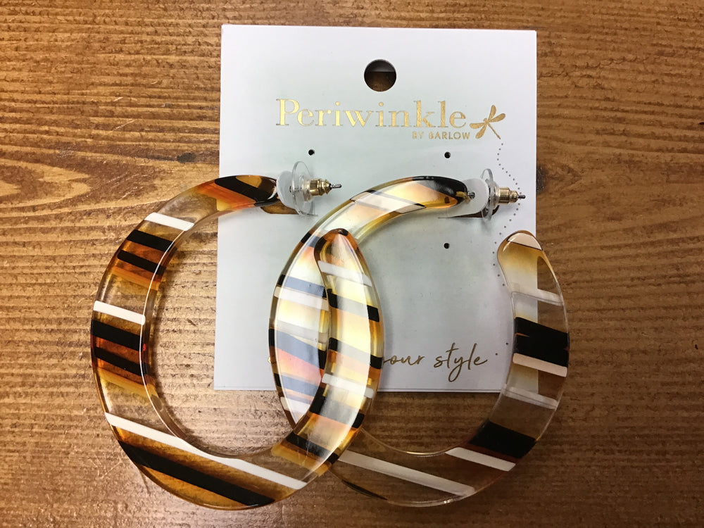 Brown stripe Hoop earrings (Peri)