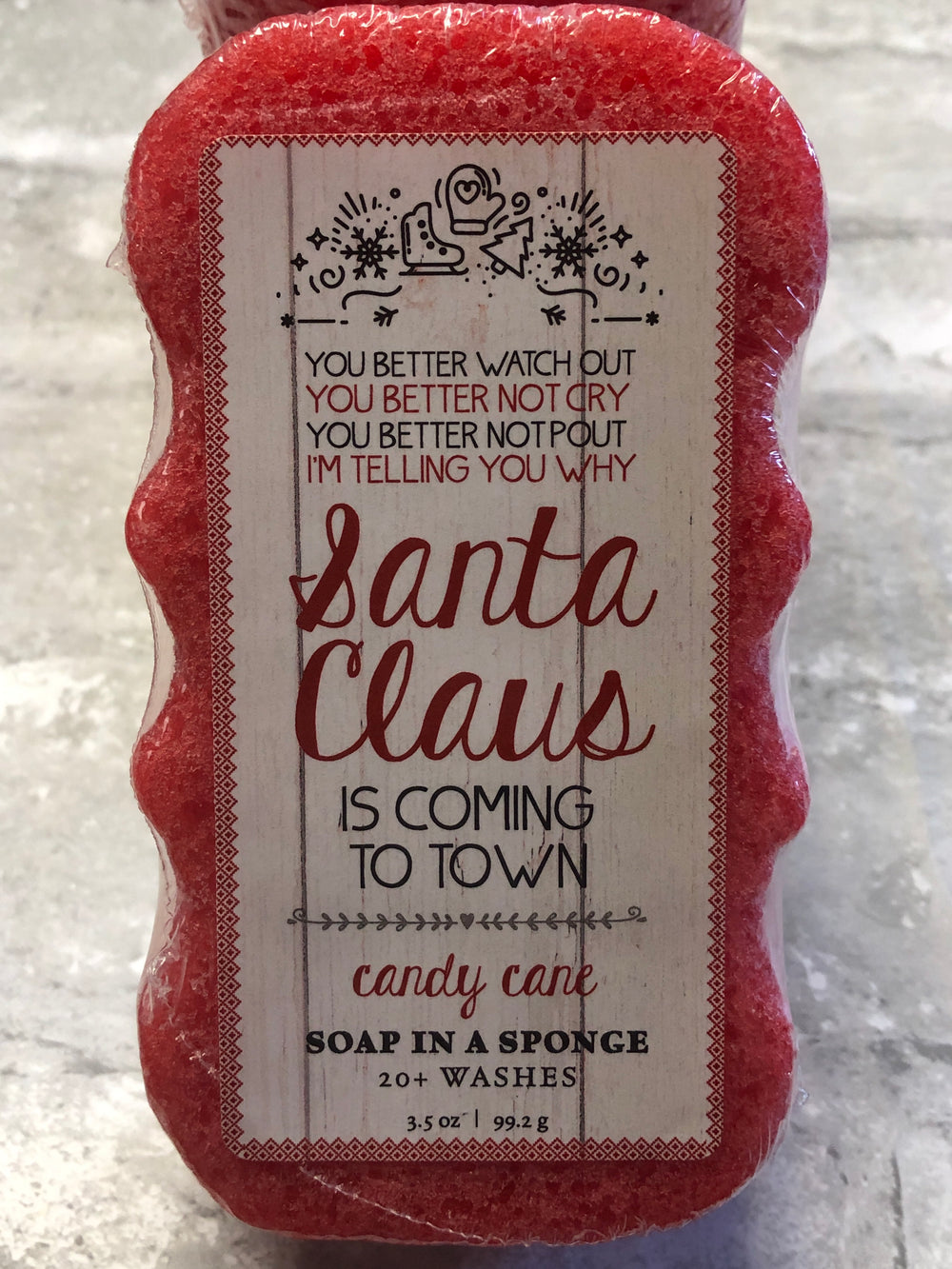 Santa Claus Candy Cane Soap in a Sponge