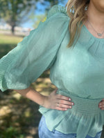 Sage Blue Chiffon Sparkle Top
