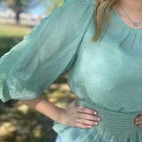 Sage Blue Chiffon Sparkle Top