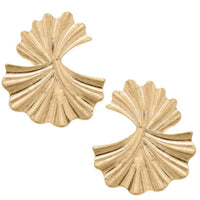 Alden Ginkgo Drop Earrings in Worn Gold