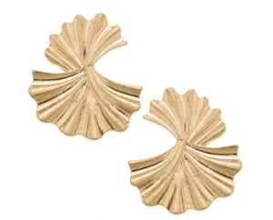 Alden Ginkgo Drop Earrings in Worn Gold