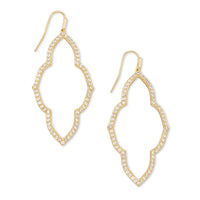 4217719625 - Abbie Gold Open Frame Earrings in White Crystal