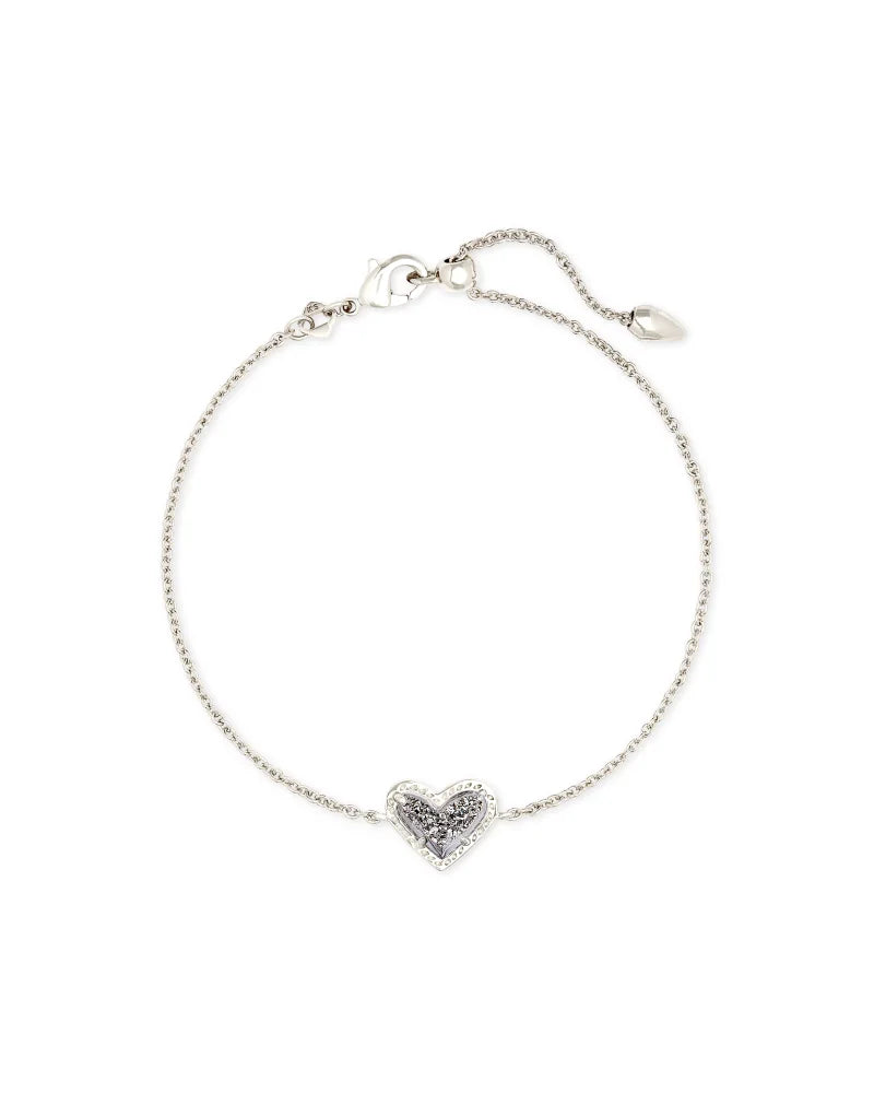 4217710132 Ari Heart Silver Chain Bracelet in Platinum Drusy