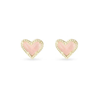 4217717846 Ari Heart Gold Stud Earrings in Rose Quartz