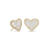 4217704866 Ari Heart Gold Stud Earrings in Iridescent Drusy