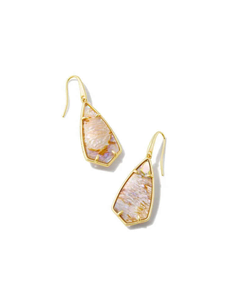Camry Gold Drop Earrings in Iridescent Abalone