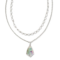 Camry Silver Multi Strand Necklace in Lilac Abalone