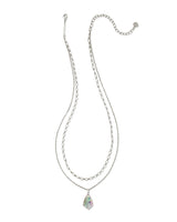 Camry Silver Multi Strand Necklace in Lilac Abalone
