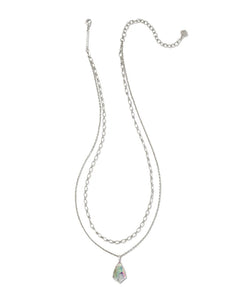 Camry Silver Multi Strand Necklace in Lilac Abalone