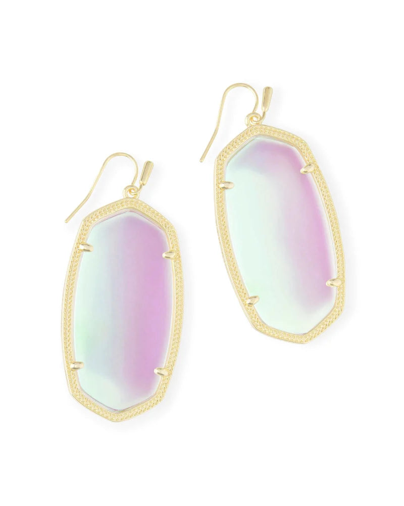 Danielle Gold Statement Earrings in Dichroic Glass
