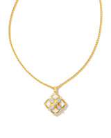 Dira Stone Gold Short Pendant Necklace in Ivory Mix
