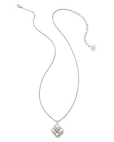 Dira Stone Silver Short Pendant Necklace in Ivory Mix
