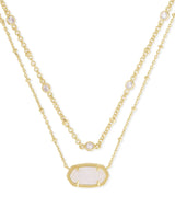 Elisa Gold Multi Strand Necklace in Iridescent Drusy
