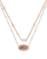 Elisa Rose Gold Multi Strand Necklace in Rose Gold Drusy
