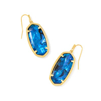 Elle Gold Drop Earrings in Navy Abalone