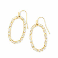 Elle Open Frame Crystal Drop Earrings in Gold