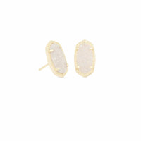 Ellie Gold Stud Earrings in Iridescent Drusy