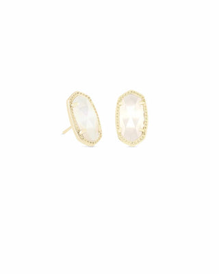 Ellie Gold Stud Earrings in Ivory Mother of Pearl