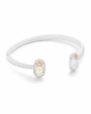 Elton Rhodium Cuff Bracelet in Dichroic Glass