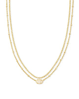 Emilie Gold Multi Strand Necklace in Iridescent Drusy
