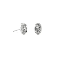 4217718143 Emilie Silver Stud Earrings in Platinum Drusy