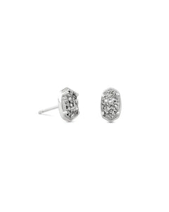 4217718143 Emilie Silver Stud Earrings in Platinum Drusy
