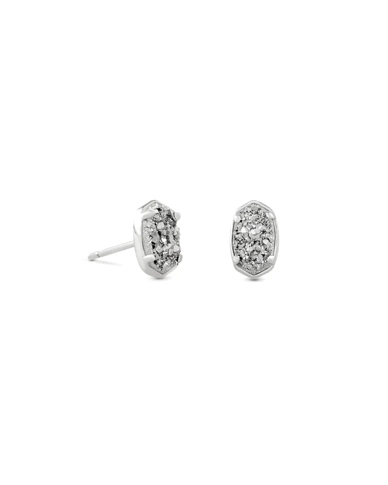 4217718143 Emilie Silver Stud Earrings in Platinum Drusy