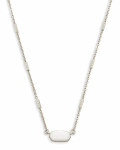 Fern Pendant Necklace in Bright Silver
