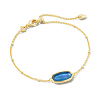 Framed Elaina Gold Delicate Chain Bracelet in Dark Blue