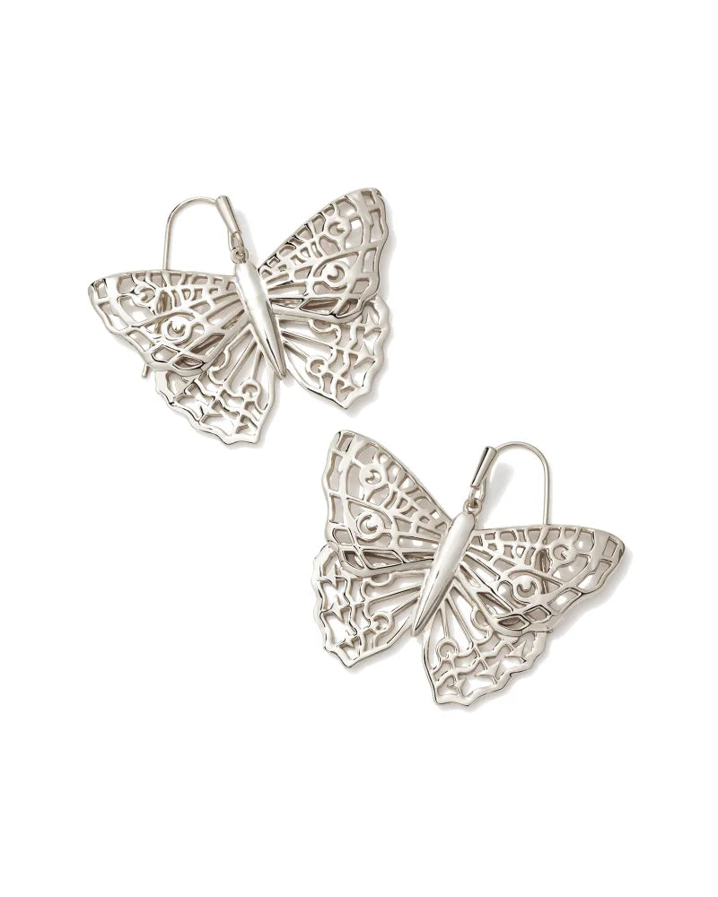 Hadley Butterfly Drop Earrings in Silver