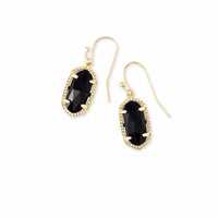 4217711436 Lee Gold Drop Earrings in Black Opaque Glass