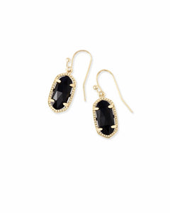 4217711436 Lee Gold Drop Earrings in Black Opaque Glass