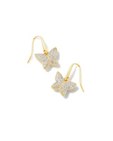 Lillia Crystal Butterfly Gold Drop Earrings in White Crystal
