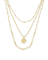 Medallion Coin Multi Strand Necklace in Gold
