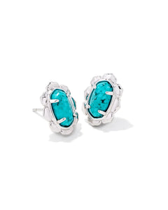 Piper Silver Stud Earrings in Variegated Turquoise Magnesite
