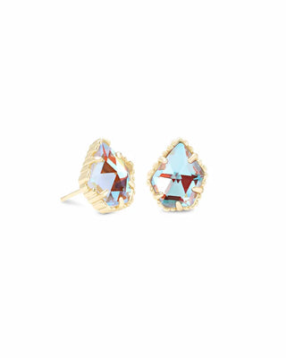 Tessa Gold Stud Earrings in Dichroic Glass