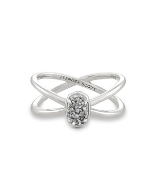 kendra scott ring 
Emilie Double Band Ring Silver in Platinum Drusy