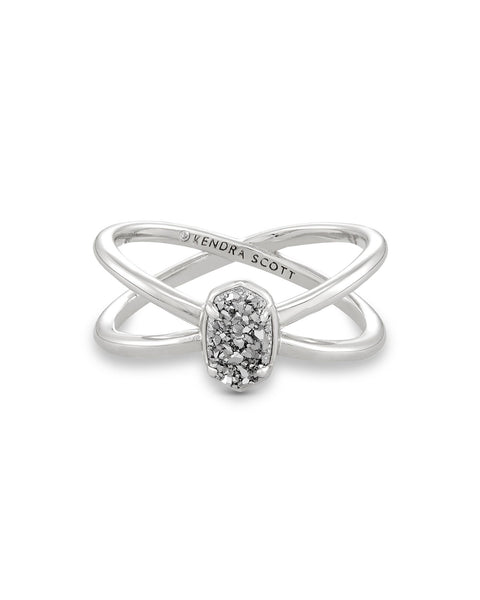 kendra scott ring 
Emilie Double Band Ring Silver in Platinum Drusy